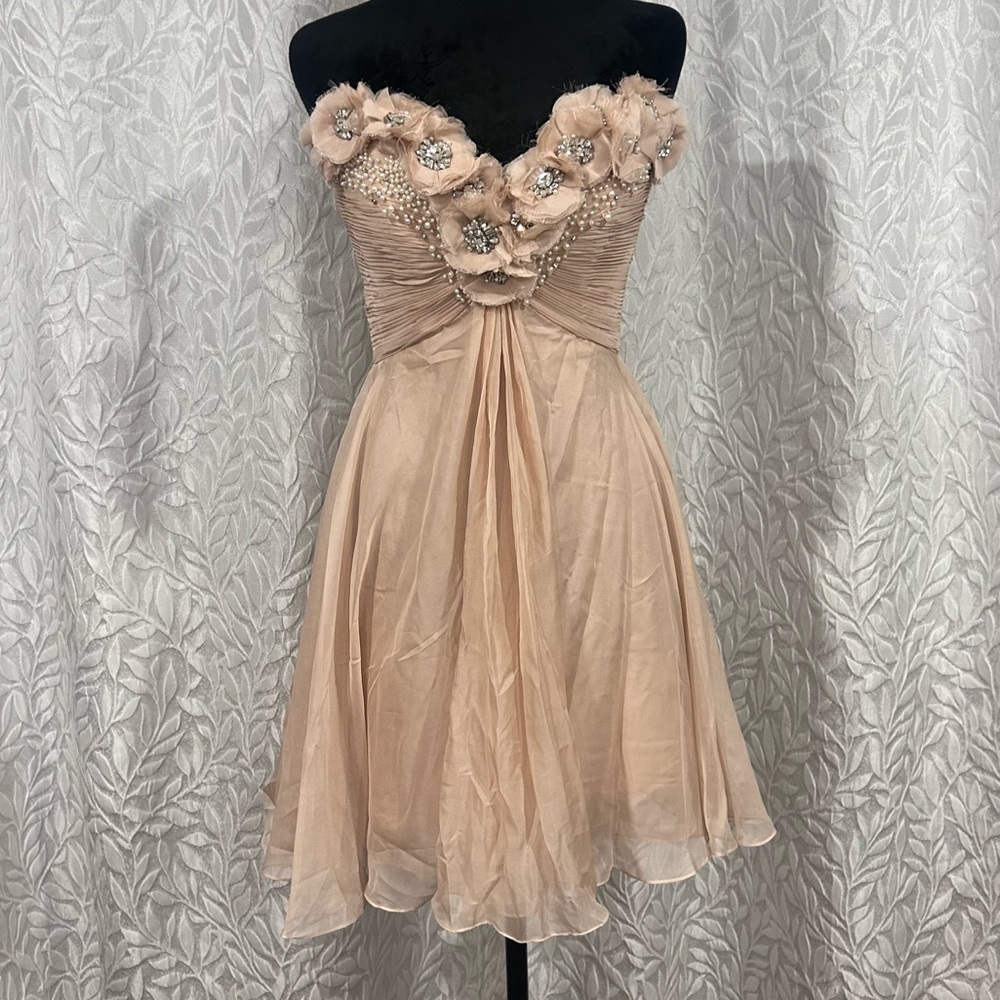 Sherri hill size 2 strapless floral fit then flair dress